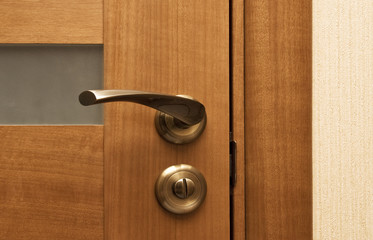 Wooden door with the lock