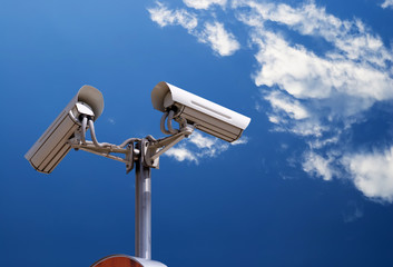 security camera under blue sky