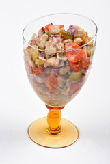 some fresh organic herring salad  in a bowl