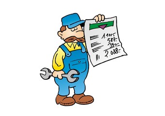 Handwerker präsentiert Rechnung