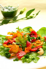 salad with sweet potato ,pepper and tomato