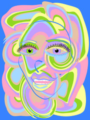 Abstract Lady's Face in Pastel