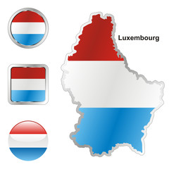 vector flag of luxembourg in map and web buttons shapes