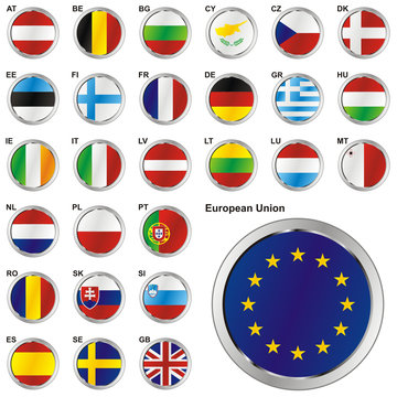 vector illustration of all flags of the EU