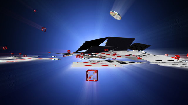 Bet Online text with casino chips and cards falling, Alpha