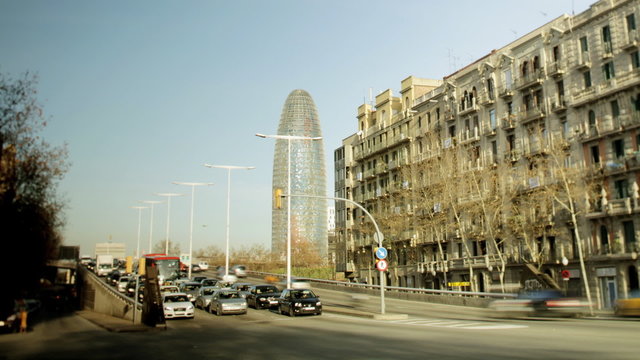 timelapse of the torres agbar in barcelona