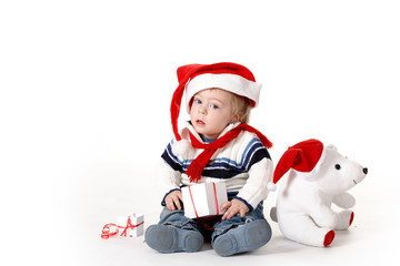 Kid in a Christmas hat.