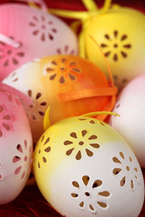 Fototapeta na wymiar Colorful flowery Easter eggs