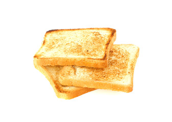 three pieces of toast isolated on white
