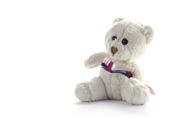 Teddy bear on neutral background