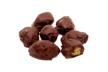 prunes in chocolate stuffed with walnuts and honey