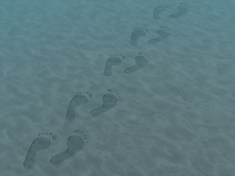 Fußabdrücke unter Wasser - 3D
