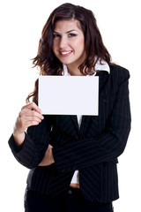 Naklejka premium young business woman with business card