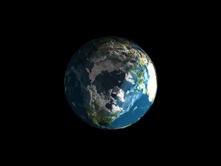 Earth model. Polus view.