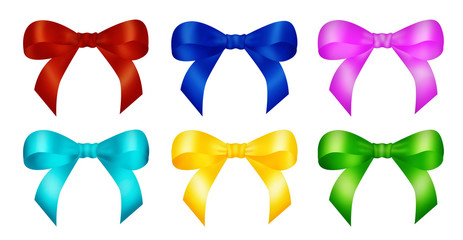 Six decorative color ribbon bows