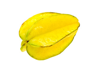 Carambola with slice isolated on white