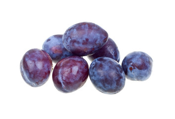 Fresh natural plums isolated on white