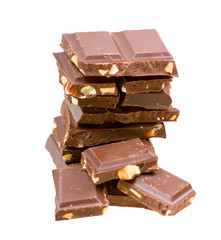 Blocks of chocolate isolated on white