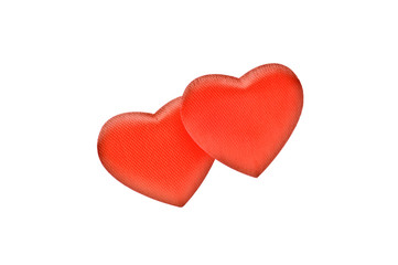 Red hearts isolated on white background