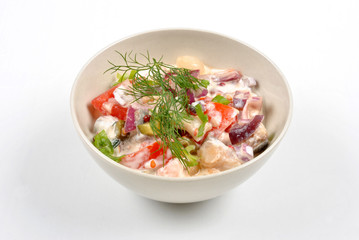 some fresh organic herring salad with tomato