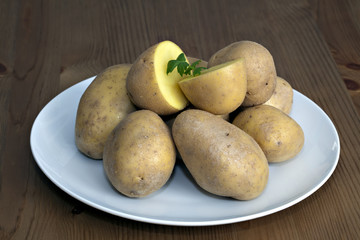 fresh potatoes on plate