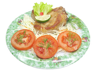 cooked meat with vegetables