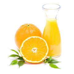 orange juice and some fresh fruits