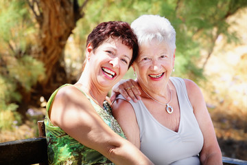 Fototapeta premium Beautiful senior mother and daughter