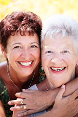 Beautiful senior mother and daughter