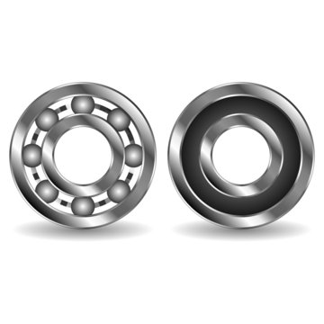 Ball bearings with and without cover over white