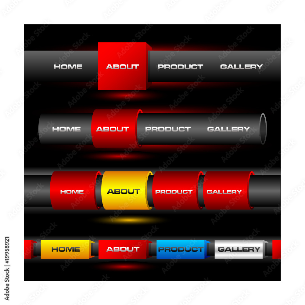 Wall mural editable website vector buttons
