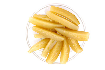 the pickled cut cucumbers