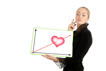 Businesswoman with Valentine's Day diagram