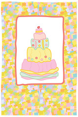 Birthday's card ,  big  cake!