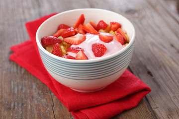 Muesli with strawberry yogurt