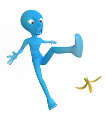 Blue Figure, Banana Peel Slip