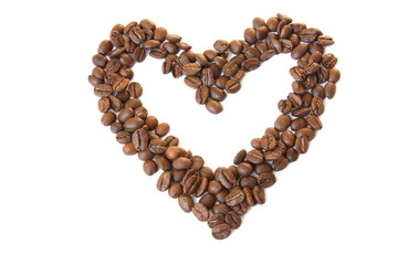 Heart shaped coffee beans