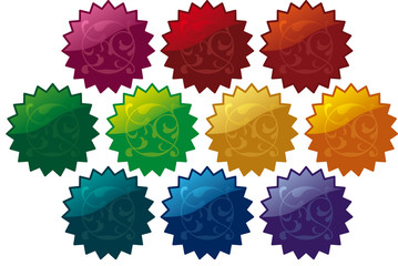 Set of shining stickers decorated with an ornament