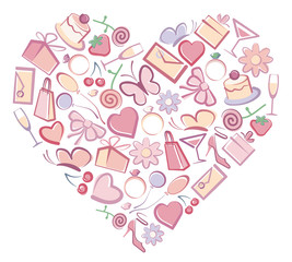 Images romantic symbols in form of heart