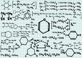 Squared paper with chemical formula