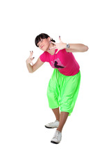 cool modern woman dancer isolated on white