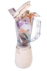 money in a blender