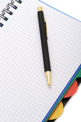 Notebook - organizer with the stylish pen.Color bookmarks