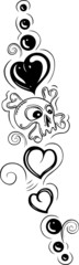 Herz, Herzen,Totenkopf, Ranke, Tattoo, design element