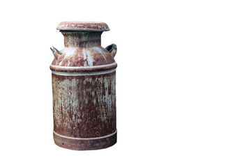 rusty milk can isolated with clipping  path