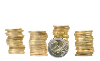 coin money piles (isolated)