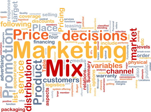 Marketing mix background concept
