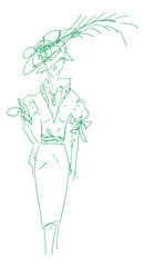 SKETCH. The vector beautiful girl on a white background