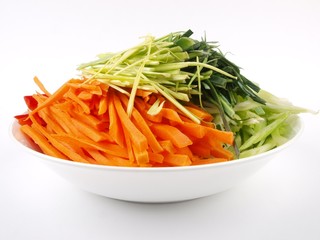 Vegetables cut up for frying