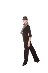 modern style dancer posing behind studio background